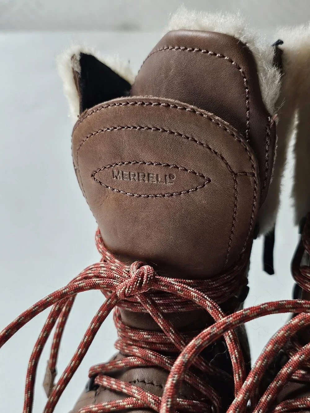 Merrell Astoria Mid Waterproof Winter Boots Brown Faux Fur Leather Women's US 6